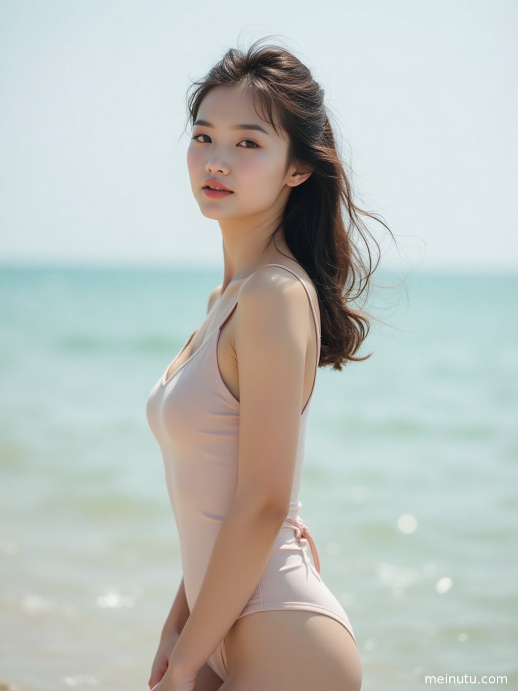 女性置身主题场景中，画面强调海边比基尼高清写真图集 | 阳光、沙滩与迷人身姿的柔和光线与高清画质。