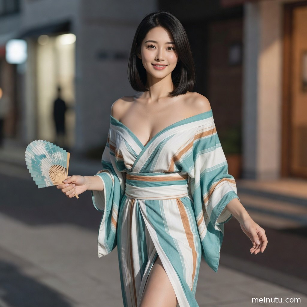 和服美女在柔和窗光中侧身回眸，画面呈现日系和风写真质感。