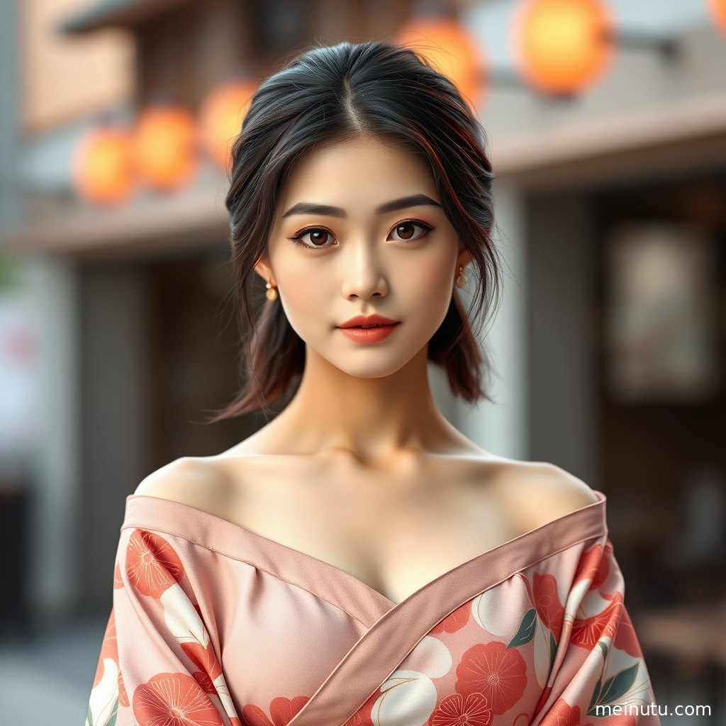 窗边和服美女以柔和光影呈现优雅线条，画面带有日系和风氛围。