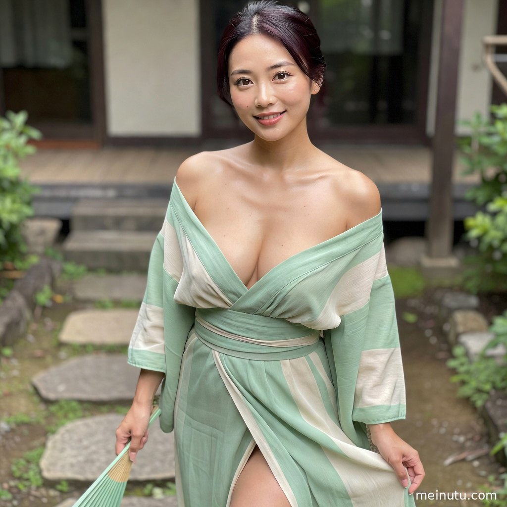 动漫感和服美女侧身凝望镜头，发饰与衣纹在柔光下显得清透细腻。