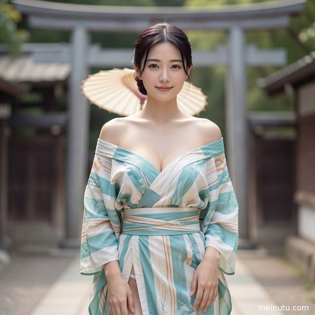 Asian Woman Kimono Photoshoot in Soft Indoor Light, High-Resolution Portrait Wallpaper