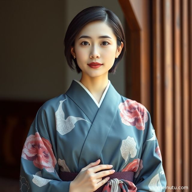 Asian Kimono Girl Indoor Portrait Photoshoot with Soft Light