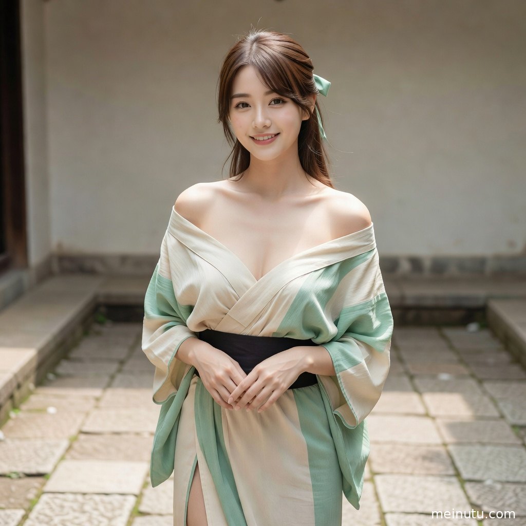 和服女性在枫叶庭院中静立，画面适合作为高清壁纸。
