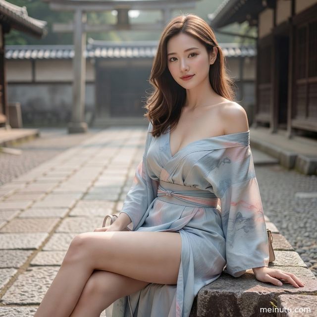 Asian和服庭院写真｜暖色侧光下的日系和风美女图集