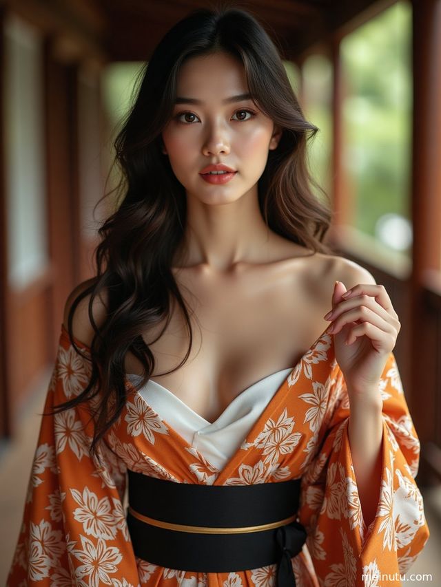 Japanese Kimono Beauty Photos: Asian Women in a Soft Backlit Garden Photoshoot