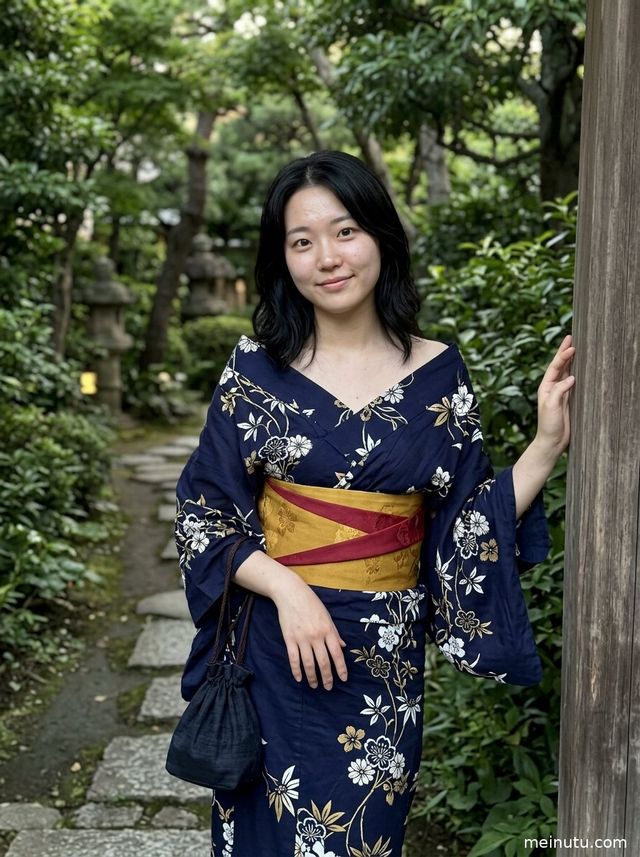 日本和服绘画写真：亚洲和风美女花园阴天近景图集