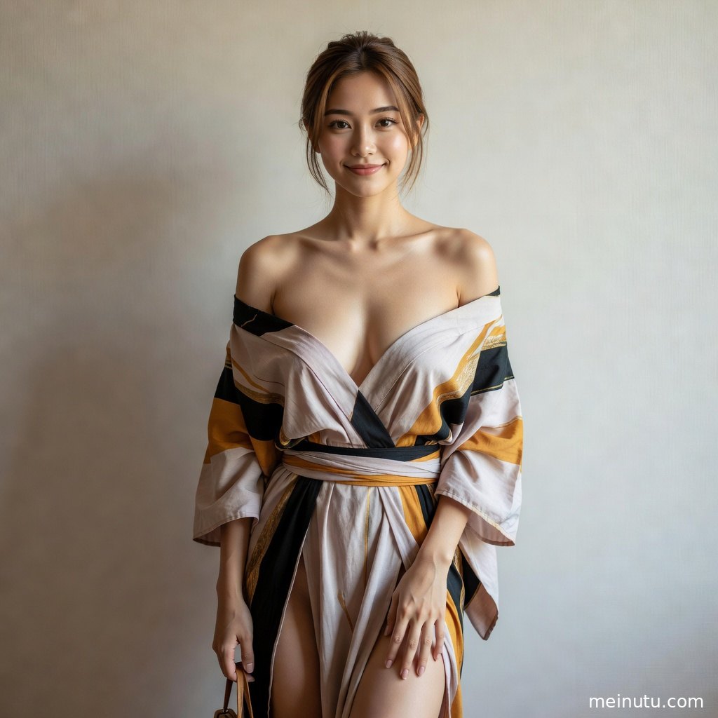 成年女性置身主题场景中，画面强调日本和服历史 室内柔光 电影感光影的柔和光线与高清画质。