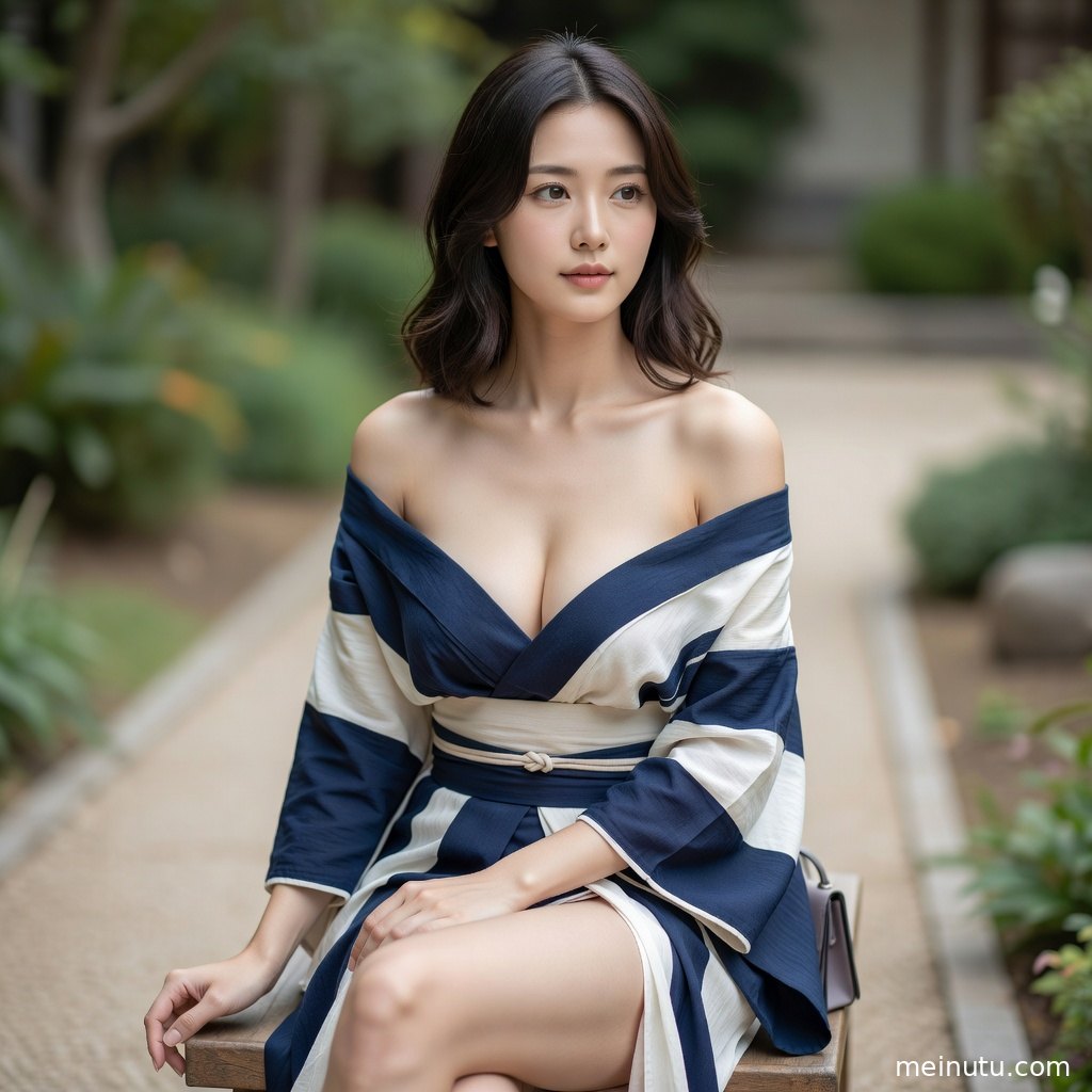 年轻成年女性在明亮窗前整理和服腰带，画面细腻清爽。