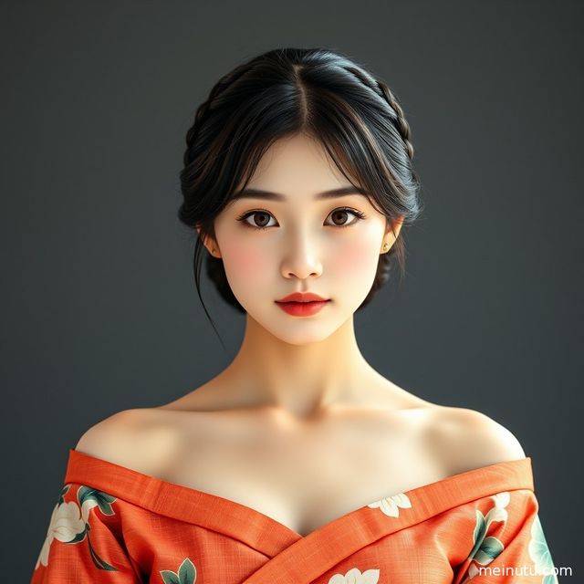 Asian women日本和服人偶庭院自然光半身写真图集