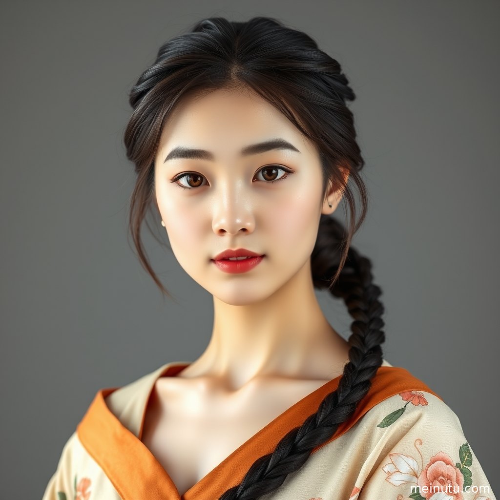 和服美女在木质廊檐旁回望镜头，柔和阳光勾勒日系和风氛围。