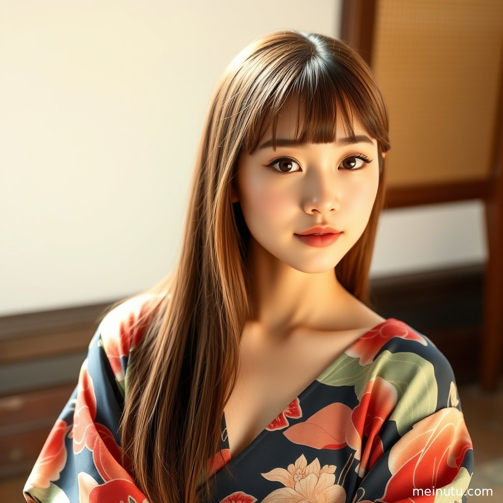 和服头像特写采用俯拍视角，发饰与衣领细节清晰呈现。