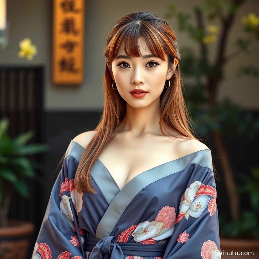 高清和服写真头像突出自然表情、细腻妆容与街头背景层次。
