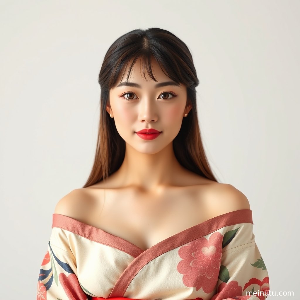暖色侧光下的日本和服图案图集画面，突出布料花纹、柔和肤色与高清人像质感。
