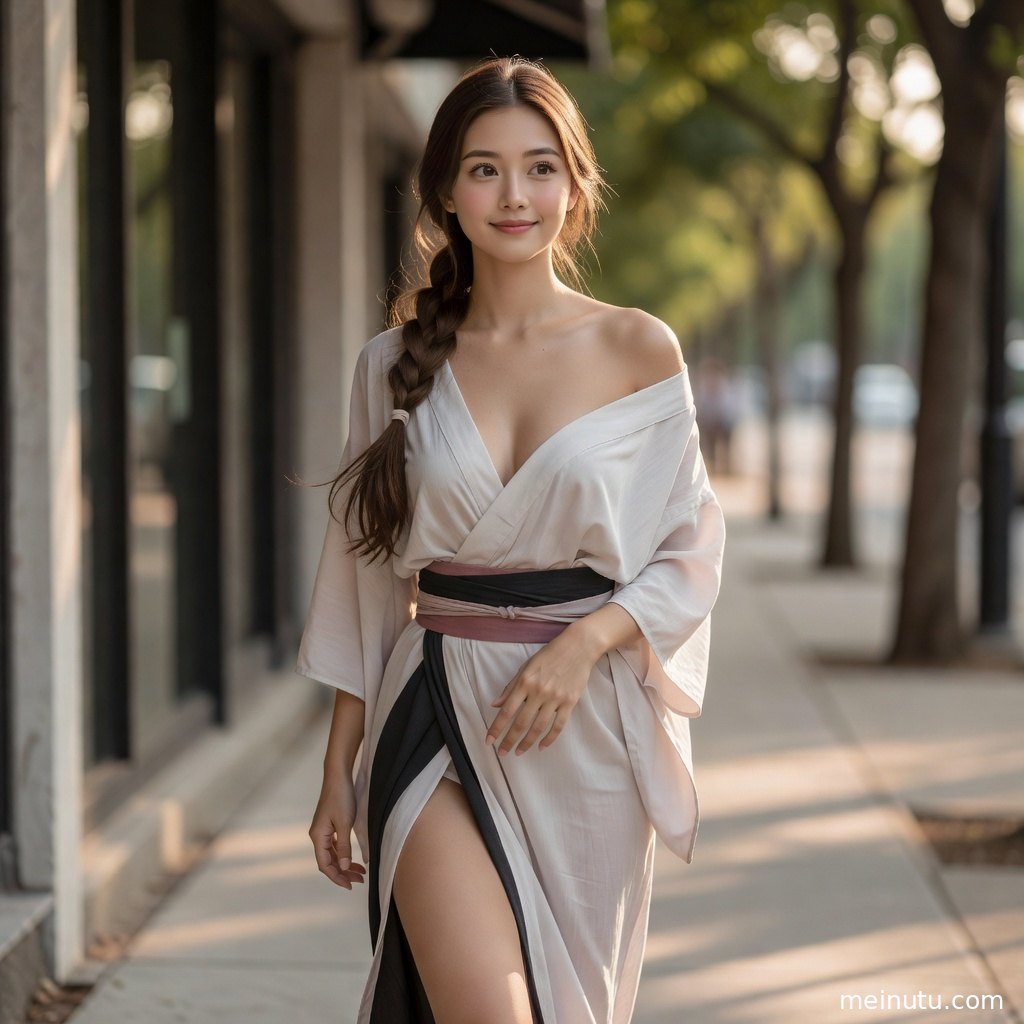 和服美女低角度特写，足袋袜与衣摆在柔和逆光下呈现细腻层次。