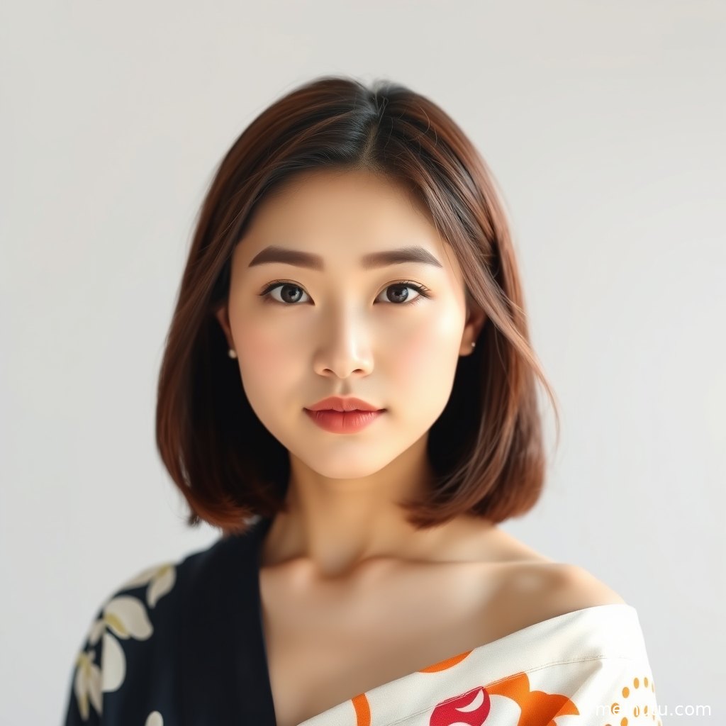 日系和风室内半身写真，年轻成年女性佩戴和服腰带，画质清晰适合壁纸收藏。