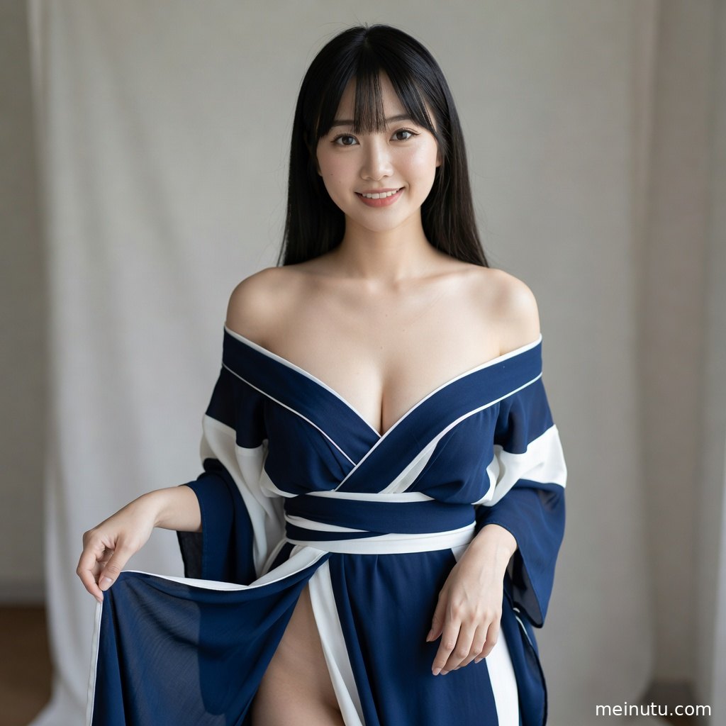 年轻成年女性穿浴衣倚靠庭院木门，阳光从背后洒落，画面温柔清透。