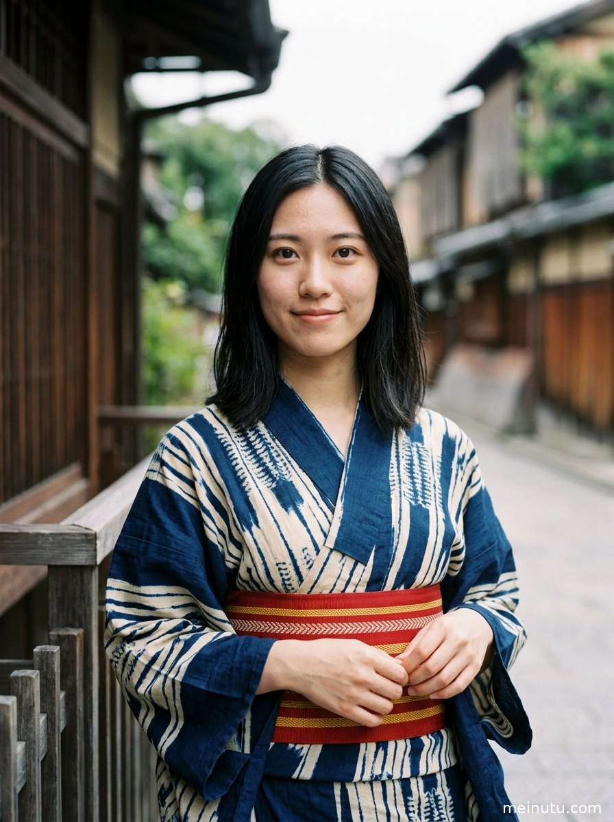 俯拍镜头记录日本皇室和服图集细节，街景与柔光营造安静氛围。
