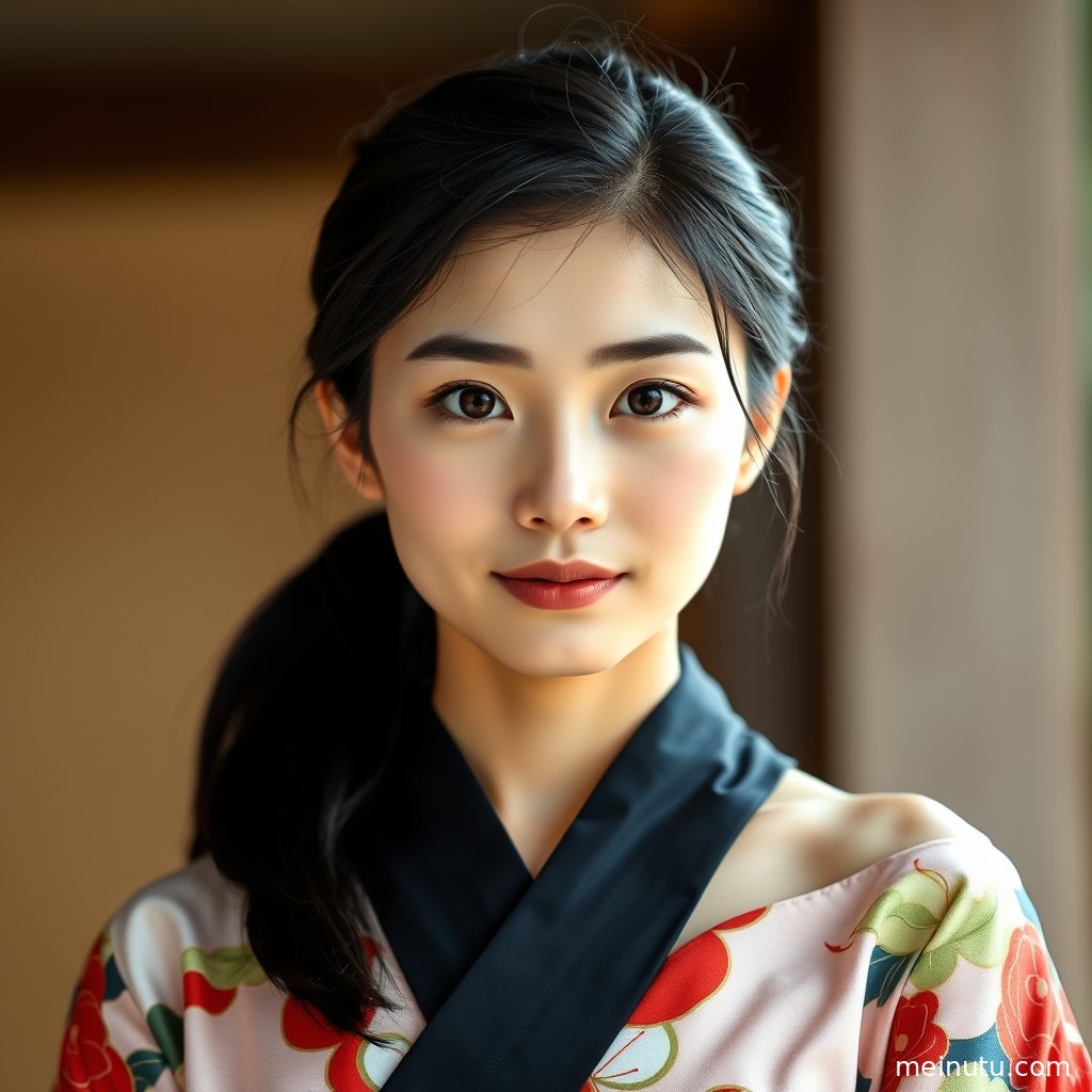 窗边和服写真特写展现年轻成年女性的优雅侧影与清透柔光。