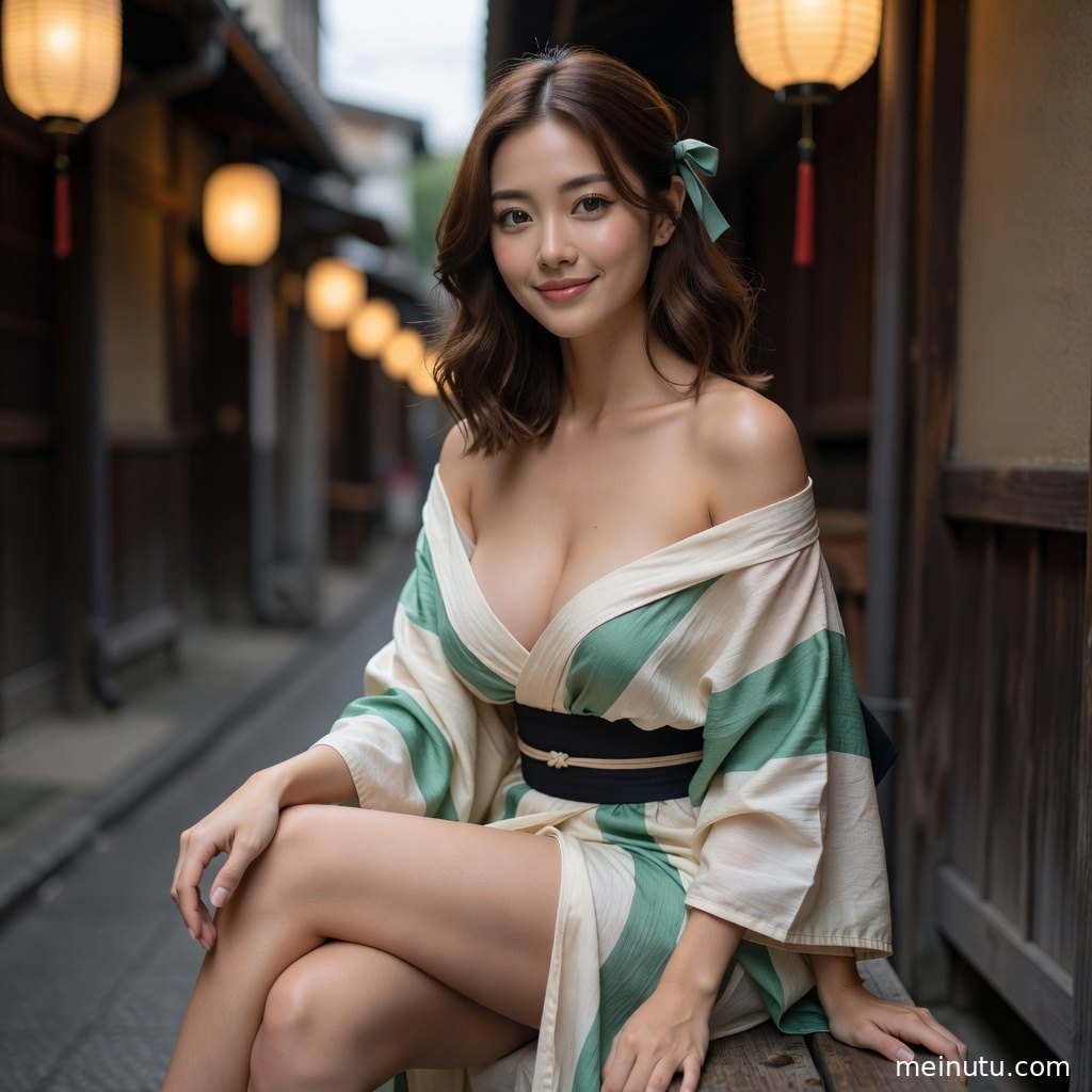 日本武士和服近景细节，腰封纹理与衣袖层次在阴天漫射光下清晰可见。
