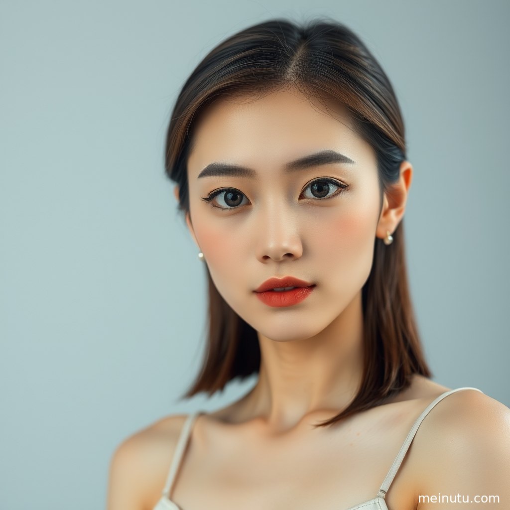 阴天漫射光映照成年女性面部细节的4K美女壁纸构图。