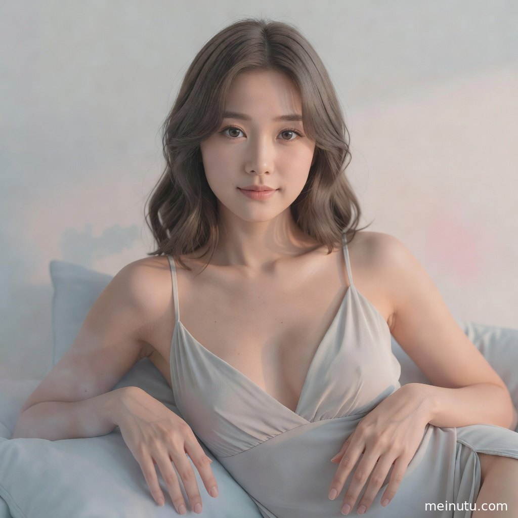 清新活力的成年女子在纯净影棚中拍摄，画面适合作为高清壁纸电脑图集。