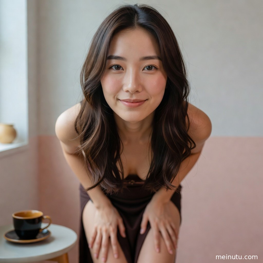 Top-down beautiful woman wallpaper with overcast diffused light