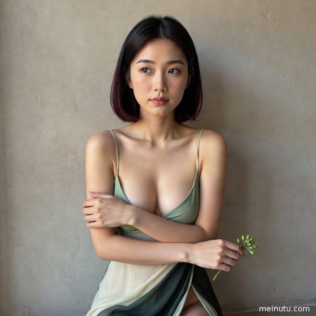 亚洲女性竖屏人像手机壁纸，柔光背景与清新写真风构图