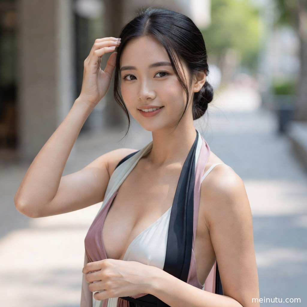 年轻成年女性在金色夕照中凝望镜头，背景虚化呈现4K美女壁纸质感。
