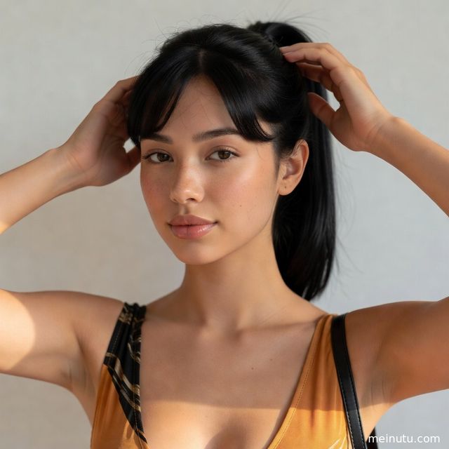 欧美美女无水印高清壁纸｜极简棚拍暖色侧光全身写真